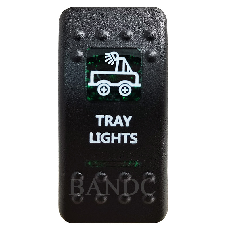 ☺TRAY LIGHTS Rocker Switch Cover Cap Green Window Labeled for Car Boat ...