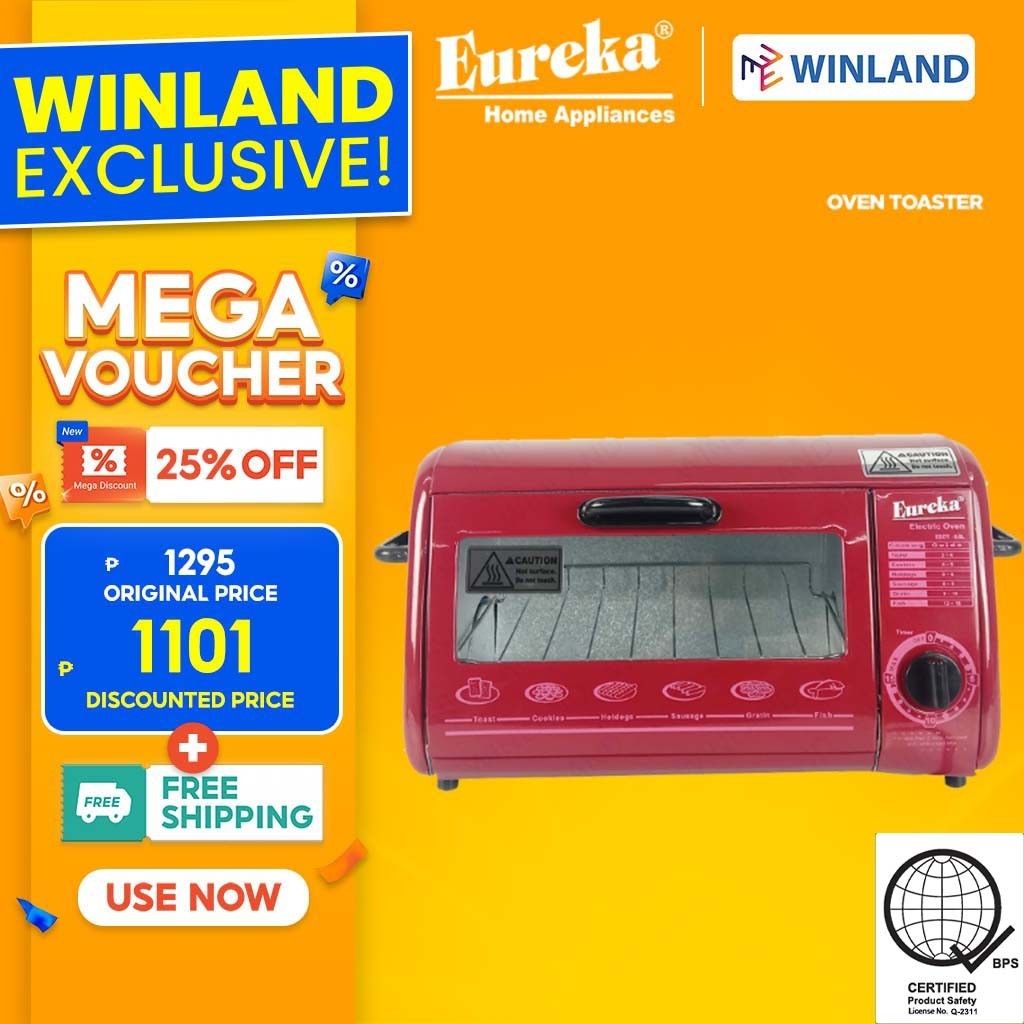 Eureka by Winland 0.8Liters Stainless Steel Body Oven Toaster Bake