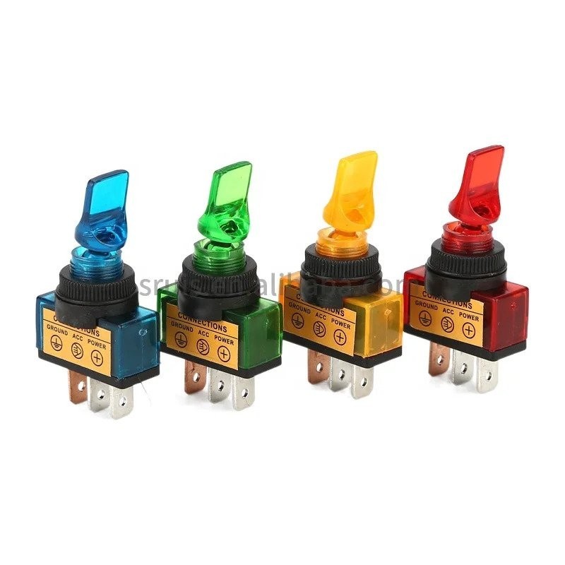 ASW-13D 12 Volt SPST 3 Pin Long Actuator 20A LED Toggle Switch with On ...