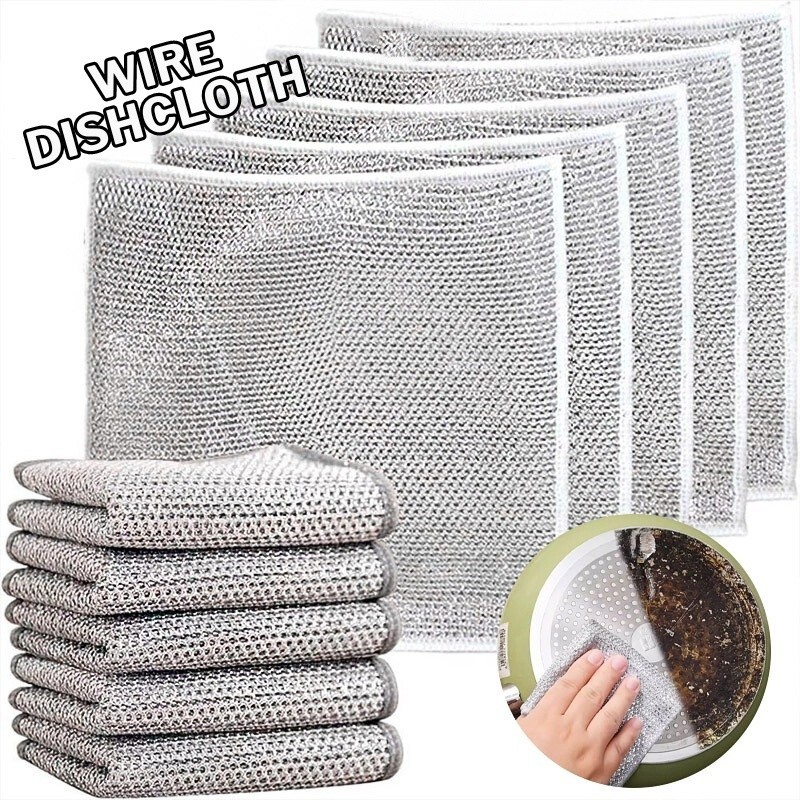 MS Rust Removal Cleaning Cloth Kitchen Dishwashing Metal Steel Wire ...