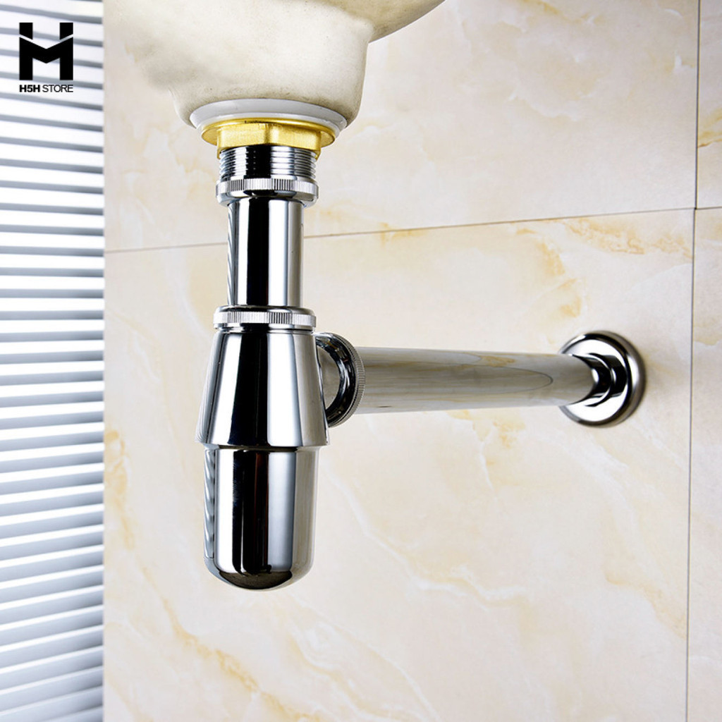 H5H Brass P Trap Basin Sink Waste Trap Drain Tube Kit Adjustable Height