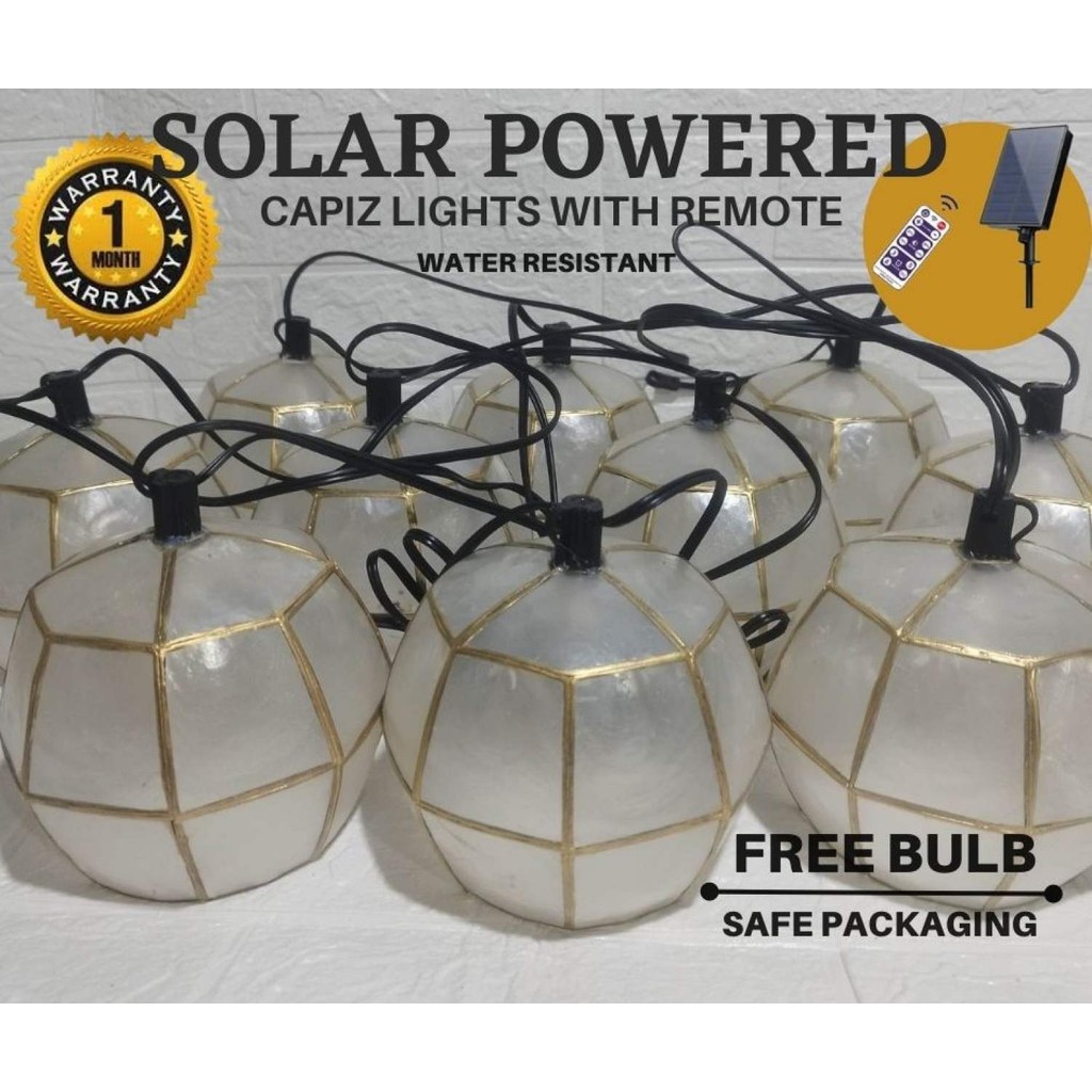 Capiz Lights Solar Power & Plug Type free Bulb For Outdoor and Indoor ...