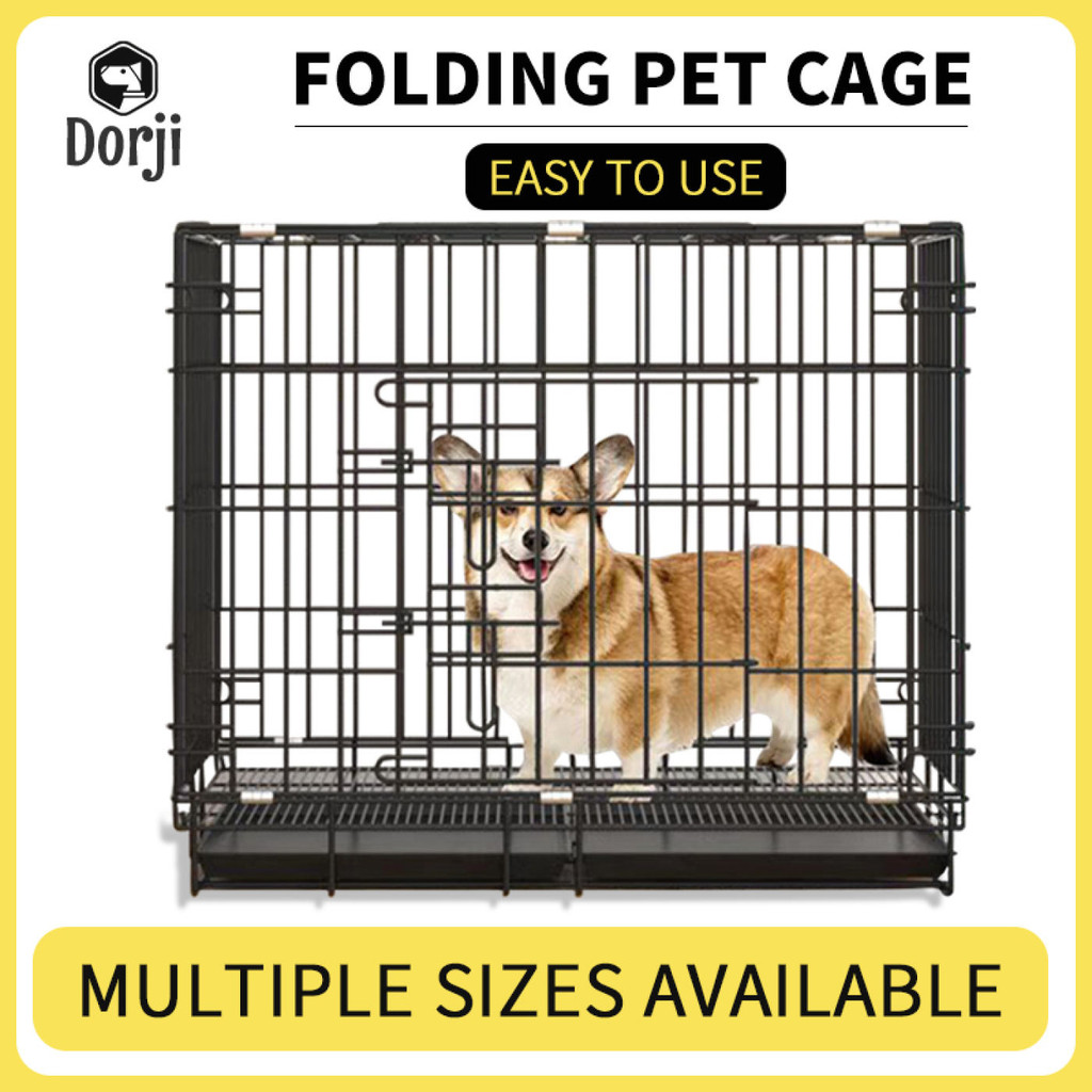 Dog Cage Heavy Duty with Poop Tray Foldable Pet Cage Cat Cage Dog House ...