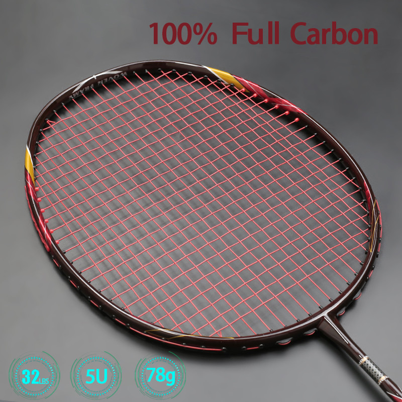 ♠100% Carbon Fiber Strung Badminton Racket 3 Colors Super Light 5U ...