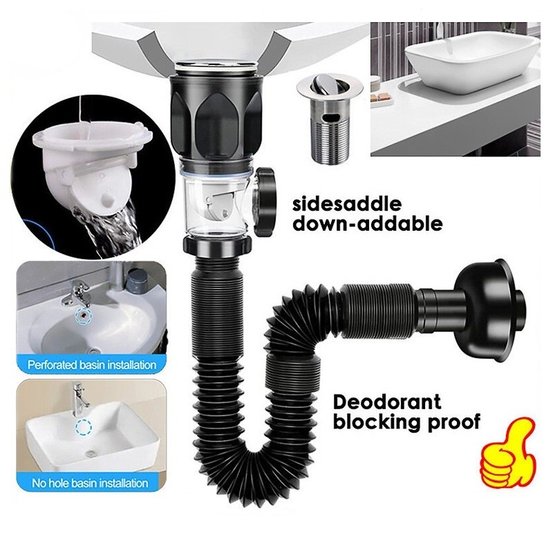 MS Universal Sink Drain Multifunctional Drain Deodorising Sink Bathroom ...