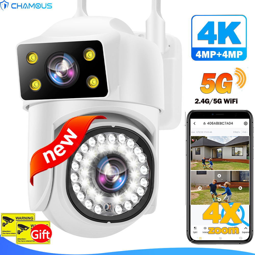 ♥4K 8MP 5G WiFi Camera Dual Lens Dual Screen IP Camera Outdoor 4MP HD ...