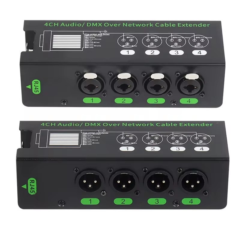 ☁1Pair 4Channel 6.5 + 3Pin XLR Audio/DMX Over Network Cable Extender