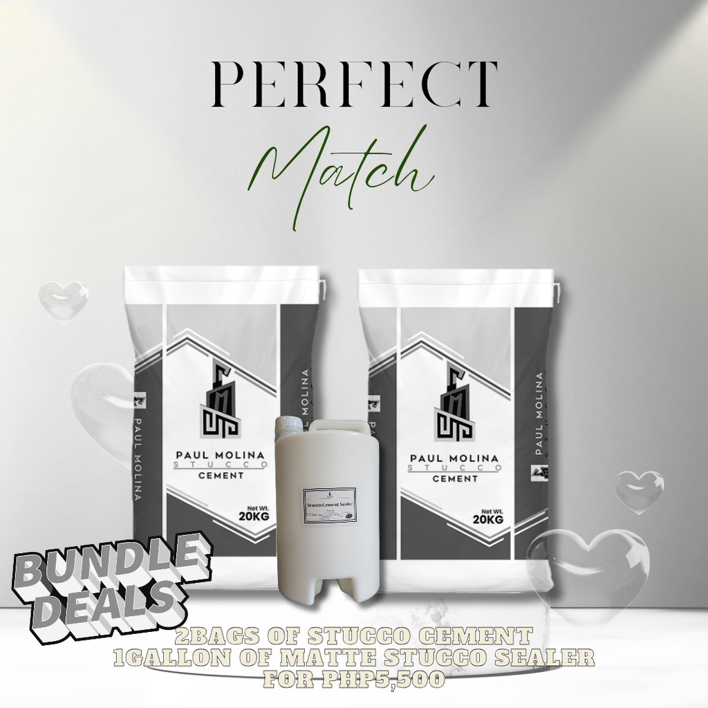 Bundle promo 2bags of Paul Molina Stucco Cement and 1Gal Matte stucco