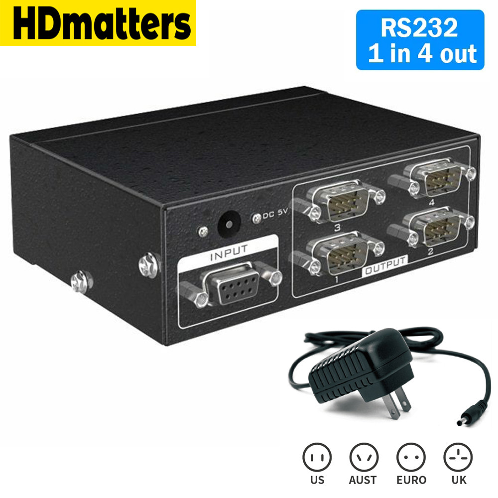 ⚜RS232 Splitter Bidirectional 4 Port Active Serial RS232 Splitter 1 in ...