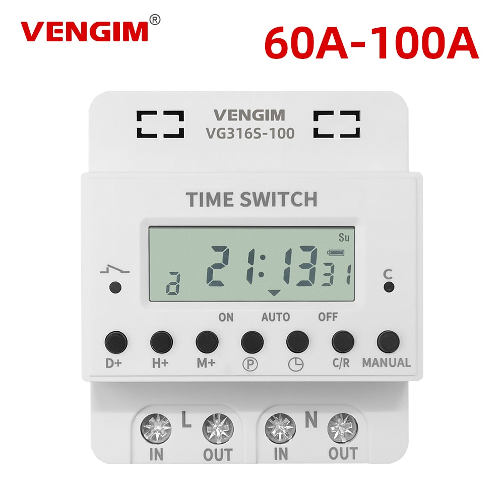 Timer 220V 60A-100A, Digital Timer Switch Relay, Weekly 7 Days ...