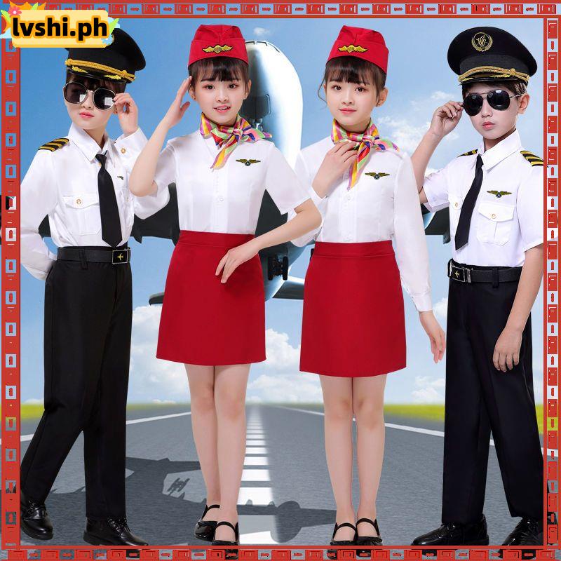 2023 Children's Captain Stewardess Uniform Boys Girls Stewardess Pilot ...