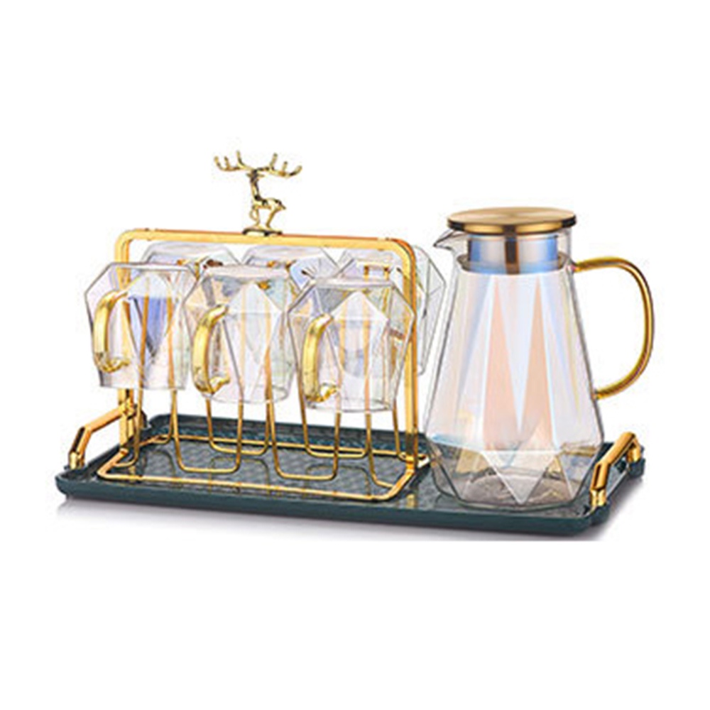 Kettlekaldero﹍Colorful Diamond Texture Glass Teapot Set Hot Cold Water