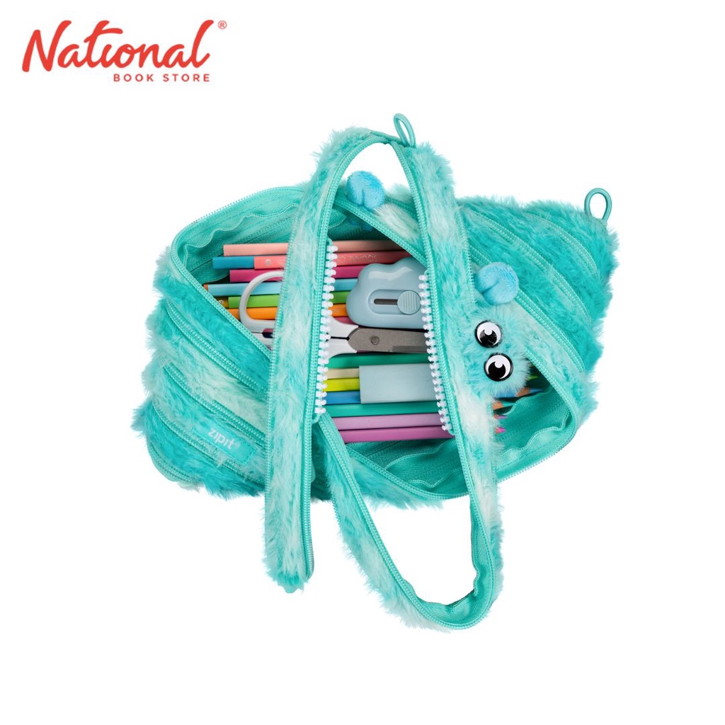 Zipit Pouch With Loops FMPJ-3L Teal White Furry Jumbo Monster - School ...
