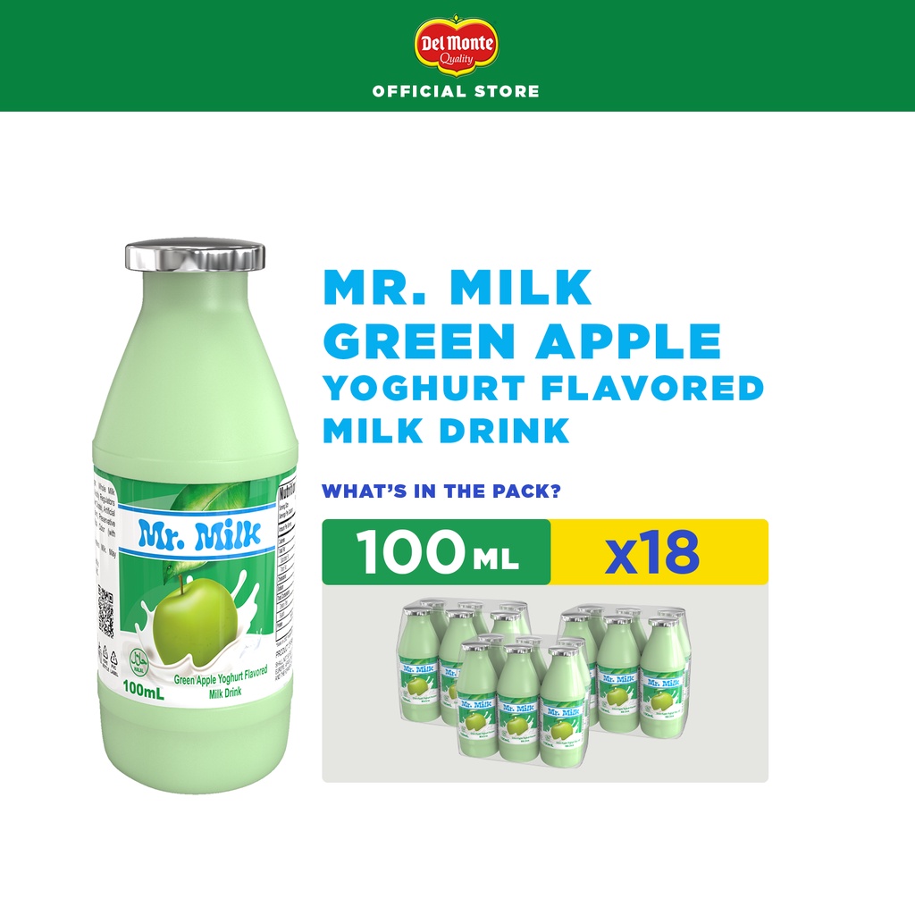 Del Monte Mr. Milk Green Apple Yoghurt Flavored Drink 100ml 18pcs