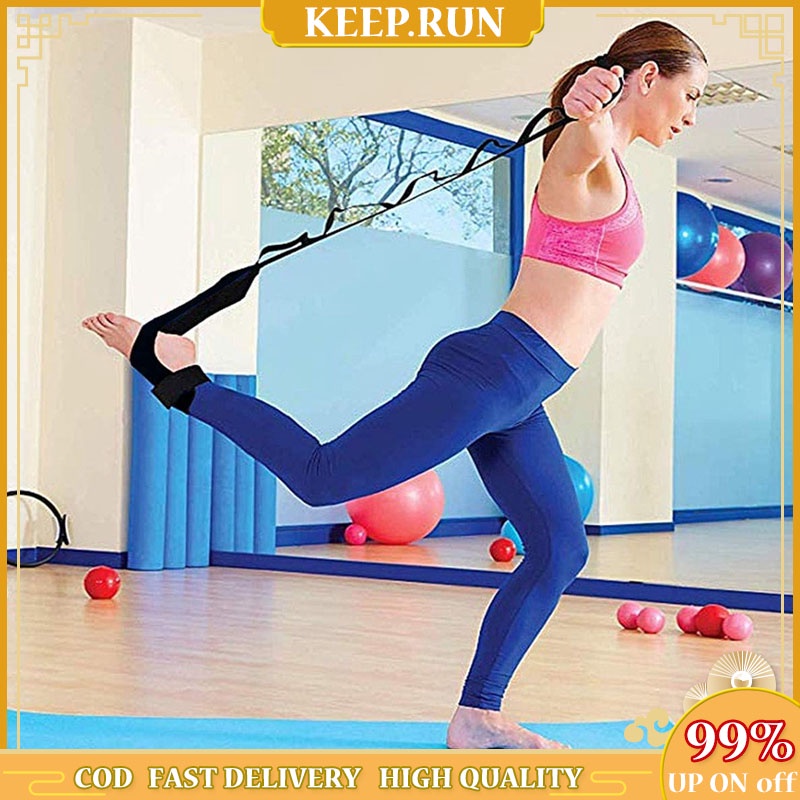 Cintura Yoga Professionale - Fascia Allungamento Muscolare Per Pilates, Danza E Stretching Gambe - Nero