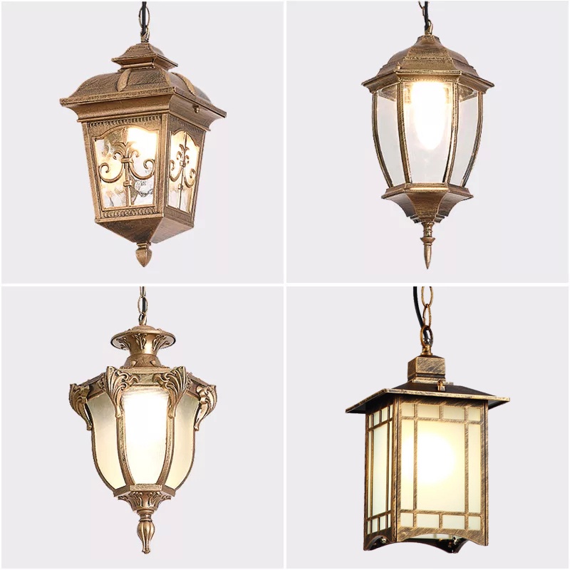 European Waterproof Pendant Lights Outdoor Retro Village Chandelier