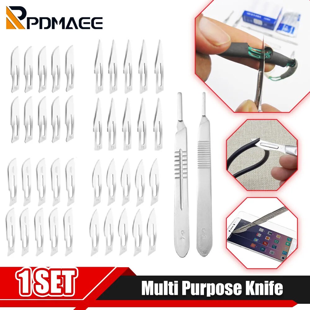 Carbon Steel Scalpel Blade Handle Scalpel Tool Set Repair Animal