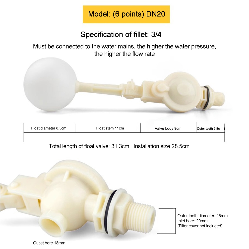 Level Switch Adjustable Float Valve with Strainer Water Level Control