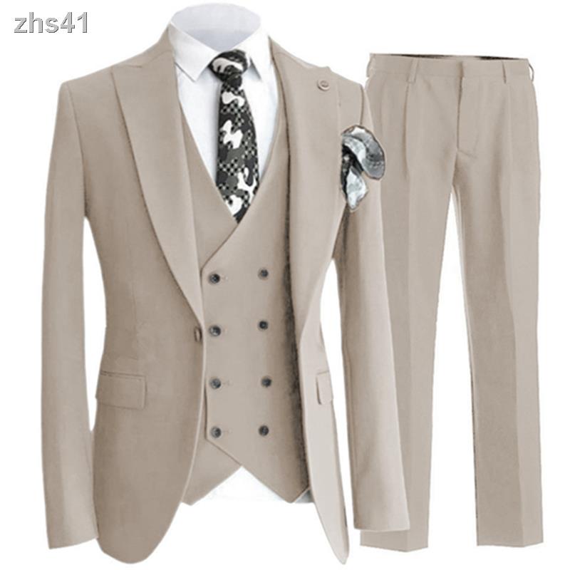 3 Pcs Set Suits Vest Pants   Fashion New Men Casual Boutique Business 