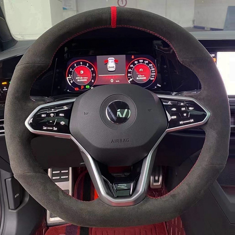 Car Steering Wheel Cover Suede For Volkswagen VW Atlas Golf 8 Mk8 Jetta