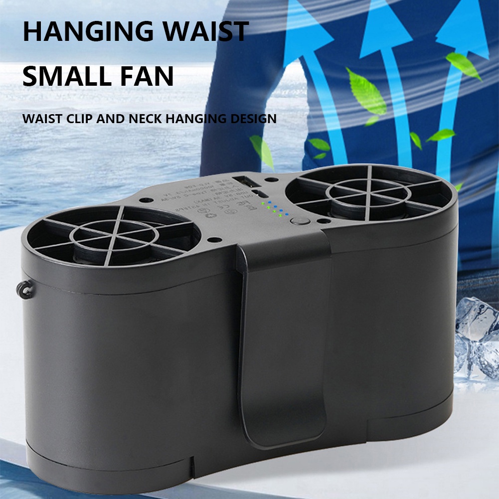 ☍Handsfree Fan Dual Air Outlet Portable Belt Fan 4 Speed 20000mAh