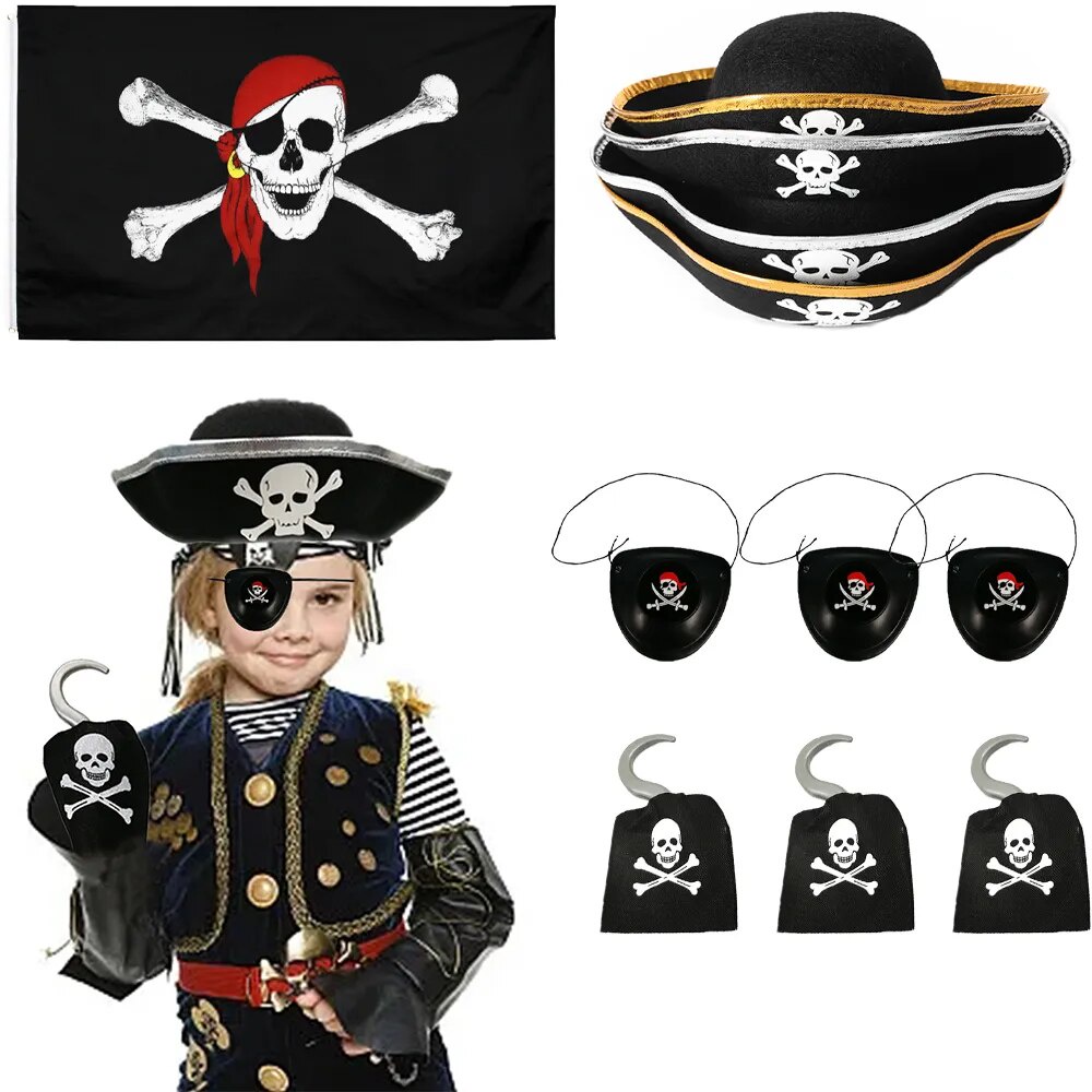 Halloween Pirate Hook Hand Decor Children/Adult Pirate Hat Costume Party  Cosplay Dressed Masquerade Accessories Party Decor