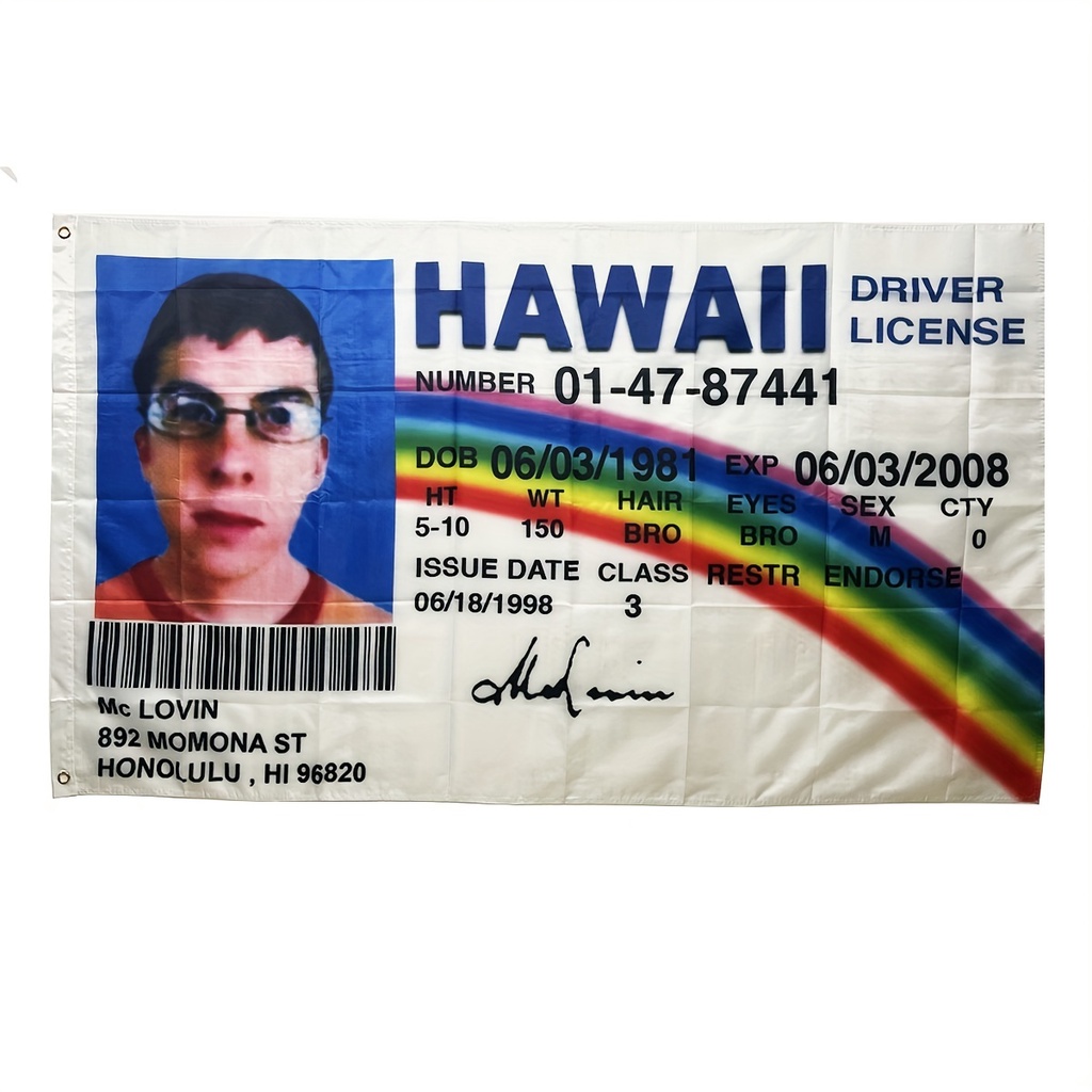 Mclovin Flag 90x150cm Polyester Fake ID Driver License HAWAII Mclovin ...