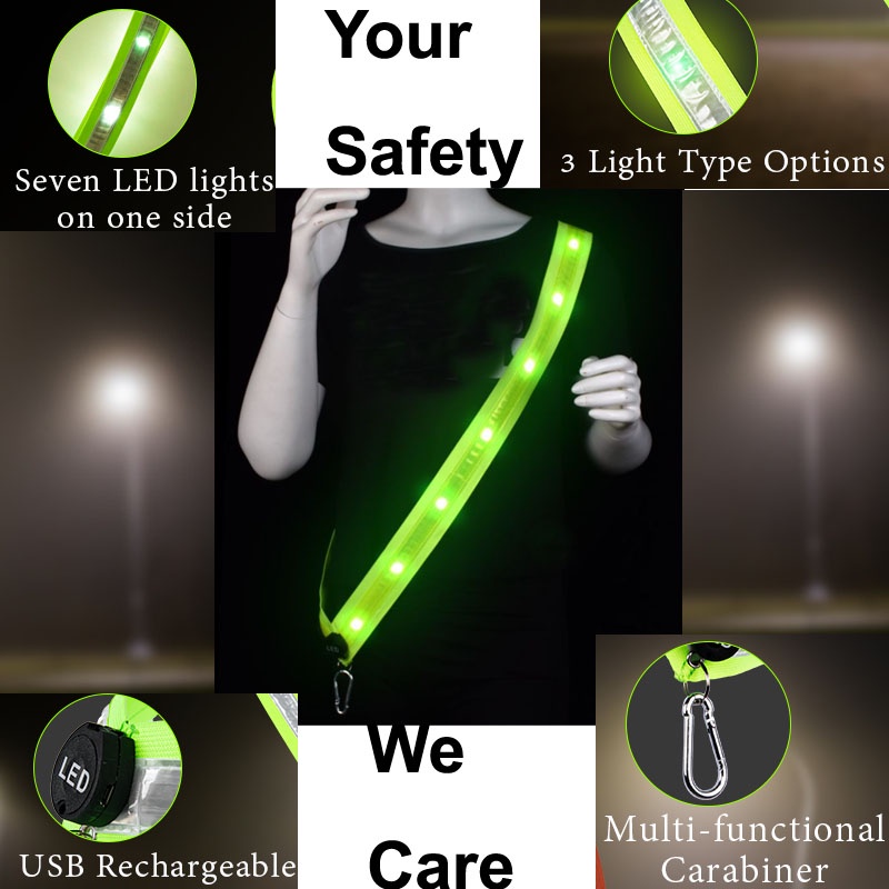 LY ☽Led Reflective Running Gear High Visibility Reflective Belt Sash ...