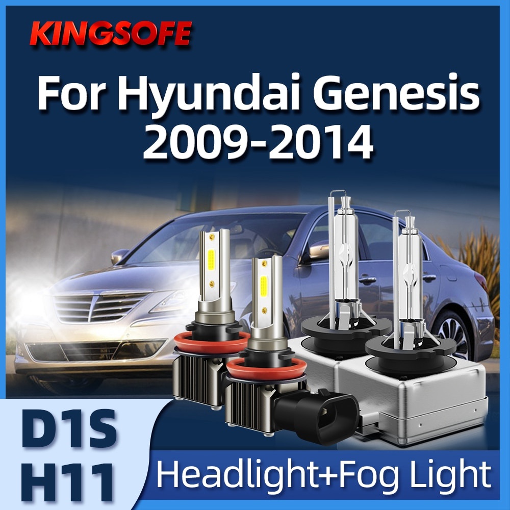 ♠4Pcs Car Light D1S+H11 Xenon HID Headlights 6000K LED COB Chip Fog