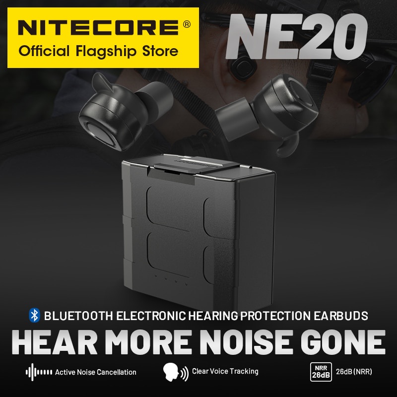 NITECORE NE20 Bluetooth Earphone Hearing Protection Earbuds Tactical Ear Electronic Hearing