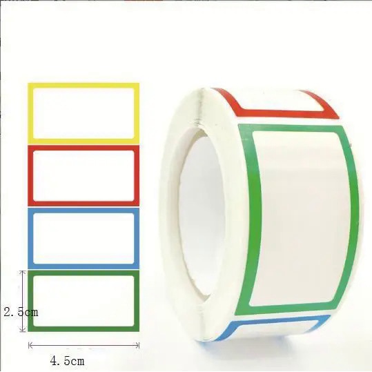 250PCS Colorful Bordered Name Tag Sticker Labels Rolls Plain Name Tags ...