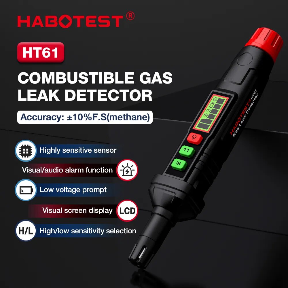 HABOTEST HT61 Gas Leak Detector Portable Gas Sniffer to Locate Gas
