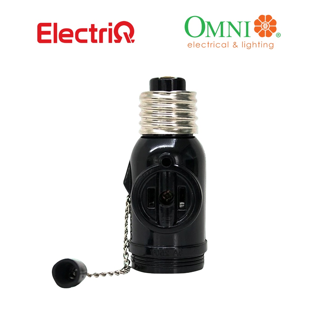Electriq l Omni Chain Pull Socket with 2 Flat Pin Outlets 3A 250V E27 ...
