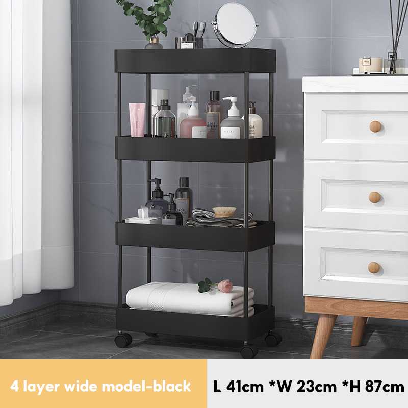 4 Layer Moving Rack Kitchen Storage Shelf Wall Cabinets Home Bedroom ...