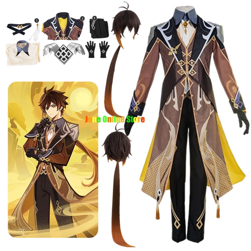 Genshin Zhongli Cosplay Costume Wig Hair Genshin Impact Liyue Morax ...