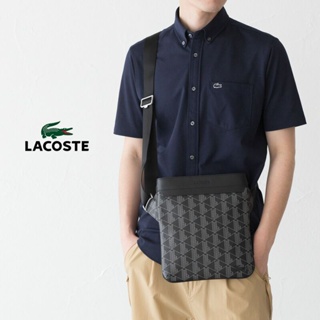 Lacoste Men's Monogram Print Leather Shoulder Bag