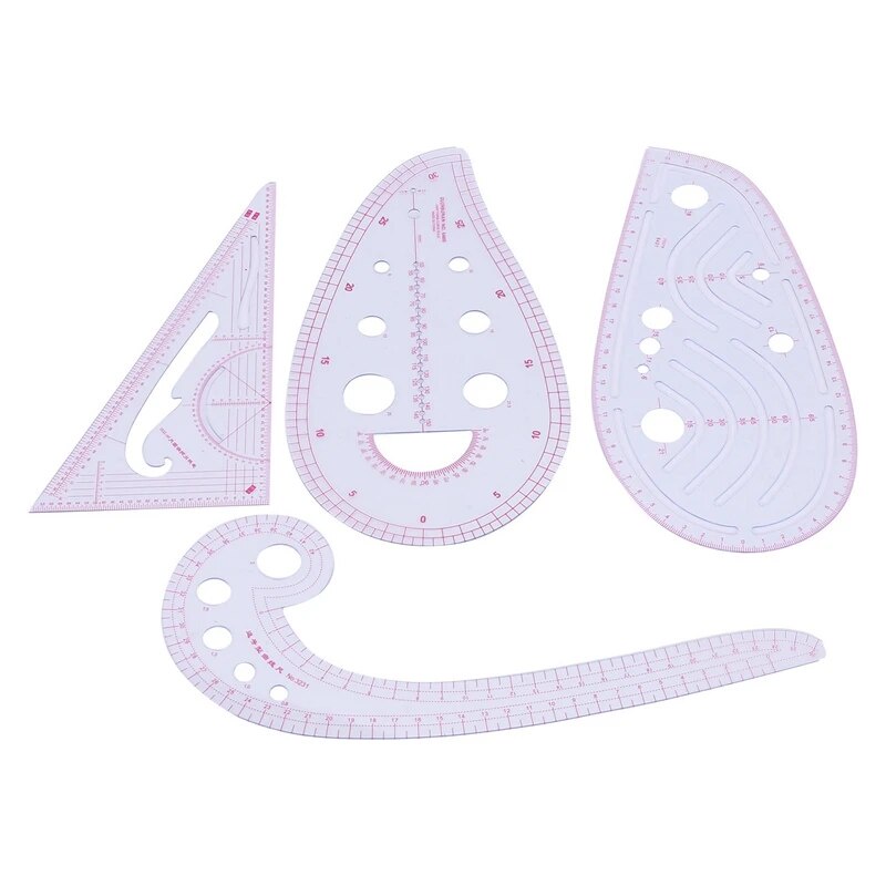 ⚜Sewing Ruler Set (4 Pcs) Metric Ruler Set French Curve Pattern