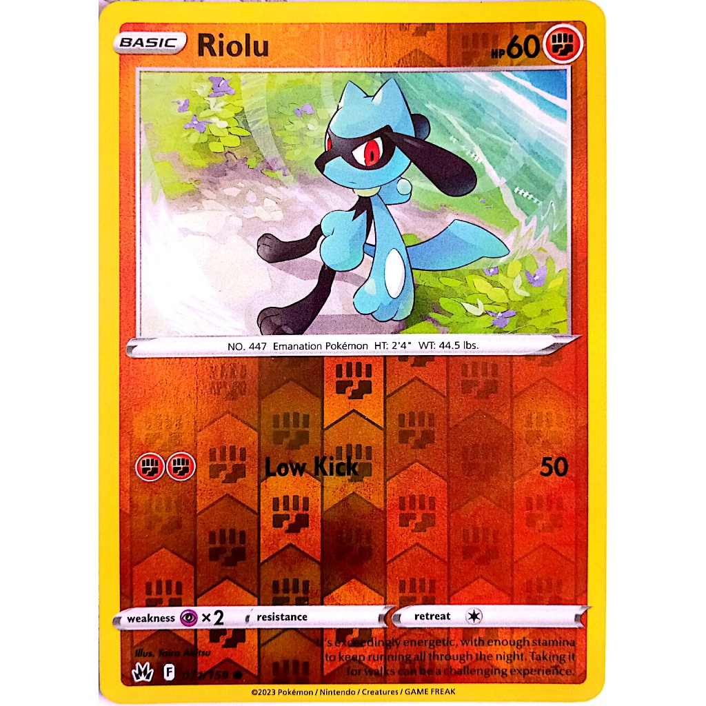 Pokemon TCG Riolu 071/159 Crown Zenith Common Reverse Holo | Shopee ...