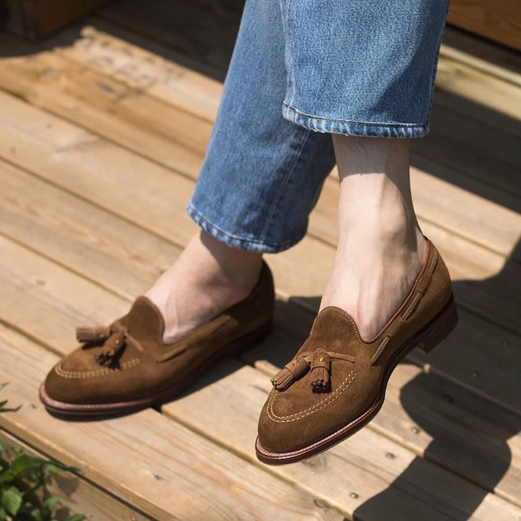 61c Spring Men Genuine Leather Nude Flats Casual Shoes SlipOn Penny