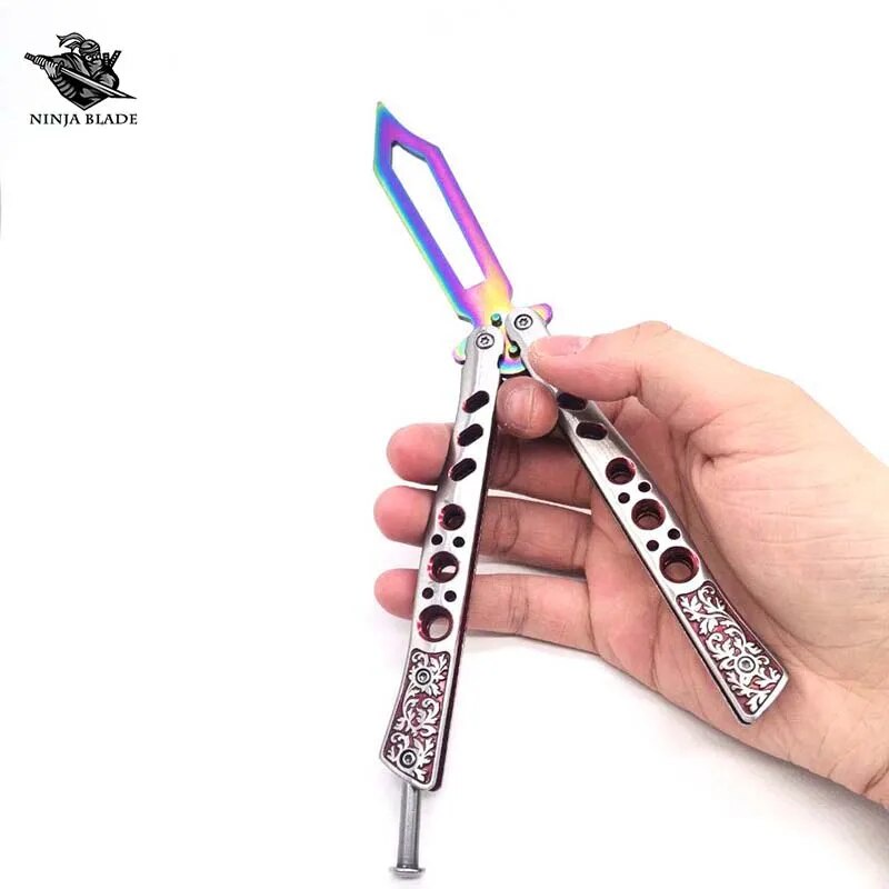 Classic Vine Totem Handle Practice Butterfly Knife Cool Fake Metal