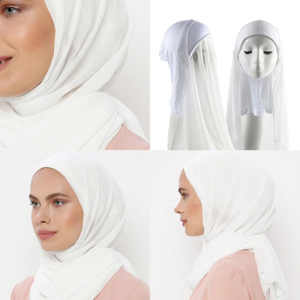 93L 10 Pieces Wholesale Hijab with Cap Attached Neck Cover Turban ...