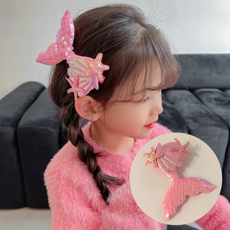 Girl Pink Mermaid Tail Hairpin Girls Baby Toddler Hair Clips Cute Hair