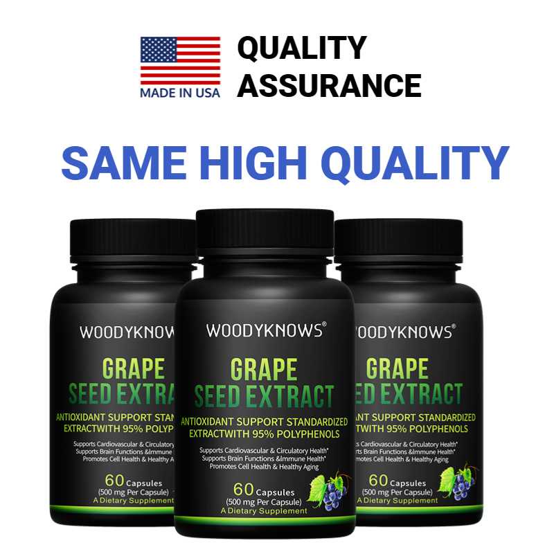 Grape Seed Extract 500 mg Strength, 95 Polyphenols (Proanthocyanidins