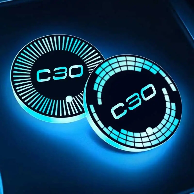 ⓞLuminous Car Water Coaster Cup Holder Pad USB Charging for Volvo C30