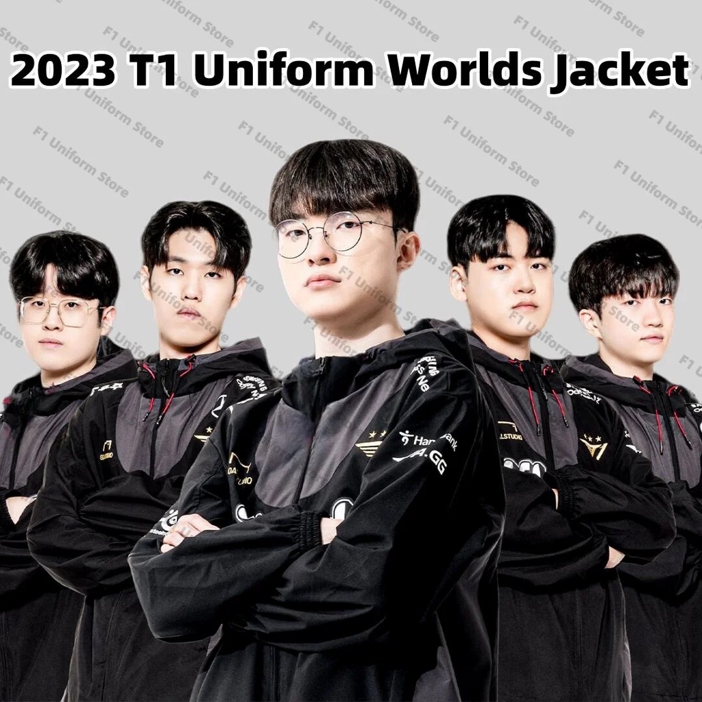 2023 T1 Uniform Worlds Jacket - Black LOL SKT Faker T1 Jacket, Lck ...