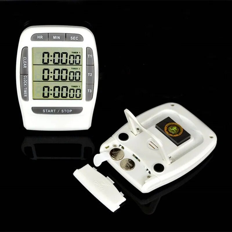 LCD Multi Function Digital Timer 3 Display Channel Kitchen Cooking ...
