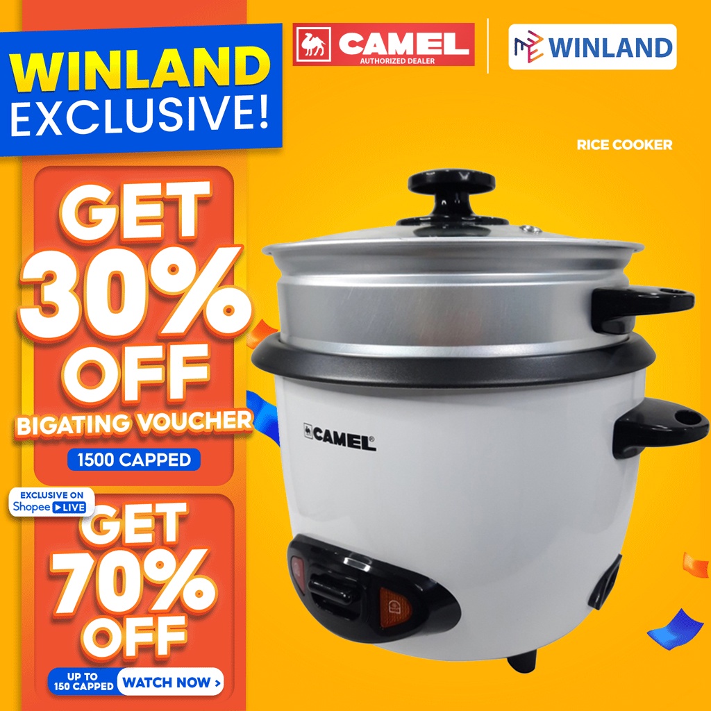 Camel by Winland Rice Cooker with Steamer 5 cup /1.0L White Color CRC