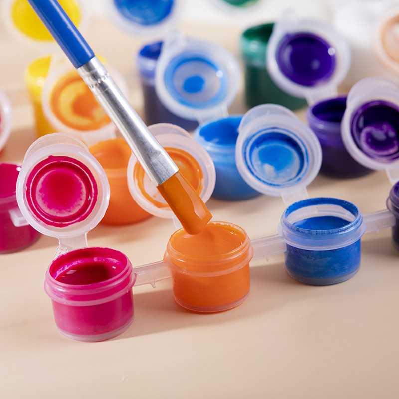 Acrylic Paint Set Watercolor Poster Paint Brush Pen Drawing Painting 6 Colors for Kids Art