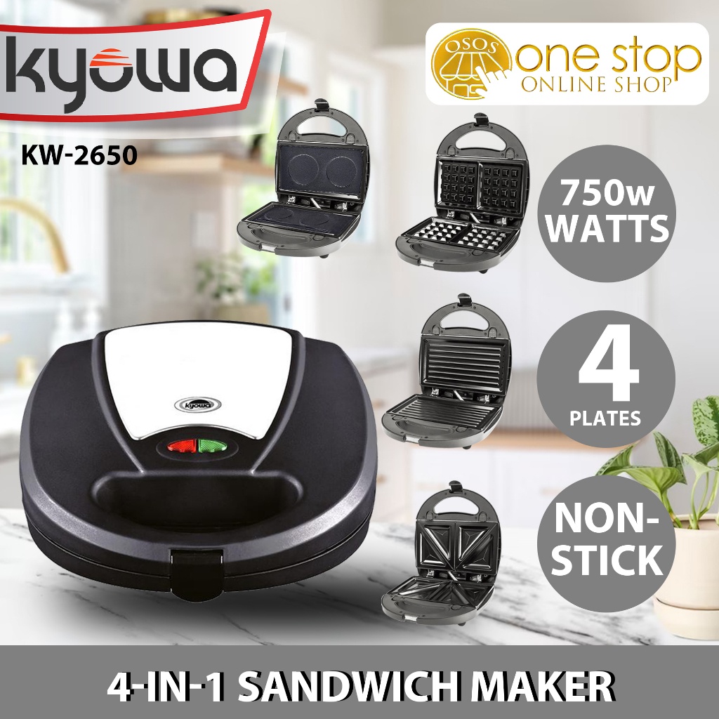 Kyowa Original 4-in-1 Multi-function Breakfast Presser | Sandwich Maker  KW-2650 •OSOS•
