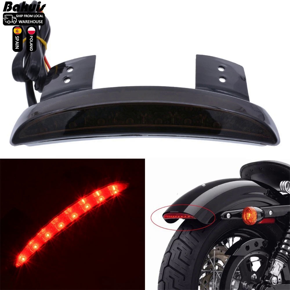 Red/Smoked Lens Rear Stop LED Tail Light Brake For Motorcycle Bobber ...